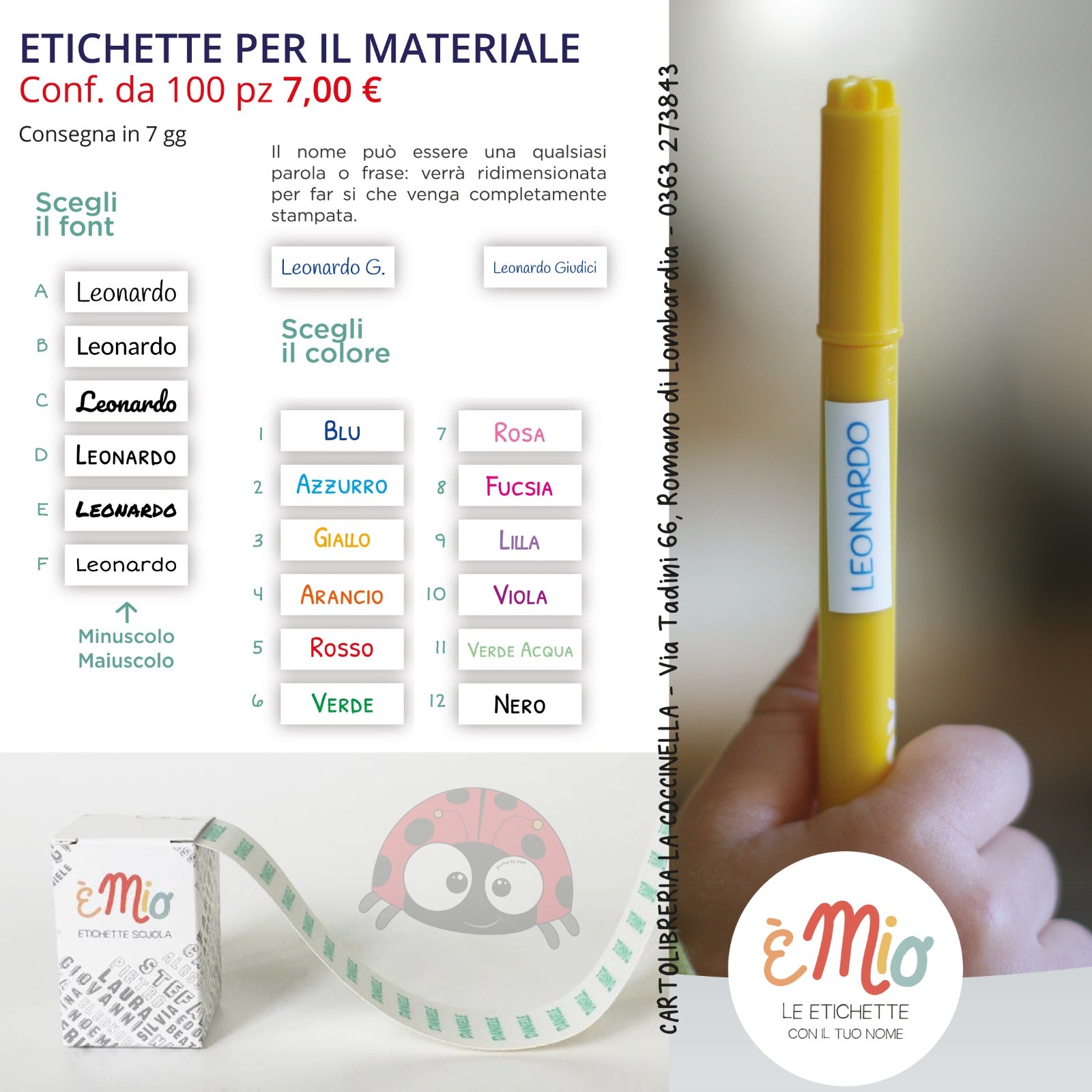 Etichette MATERIALE personalizzate piccole - EMIO