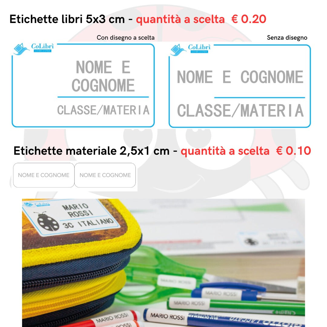 Etichette LIBRI personalizzate grandi - COLIBRI